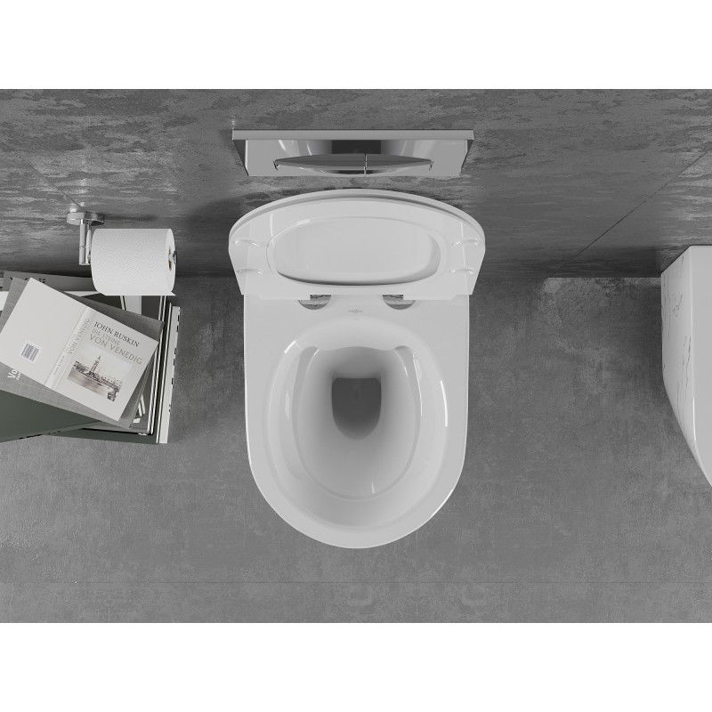 Mexen Lena WC-Schossel Rimless mat luesfälender Slim-Sëtz, Duroplast, wäisse Steen - 30224093