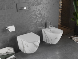 Mexen Lena Rimless WC Bowl with Soft-Close Slim Seat, Duroplast, White Stone - 30224094