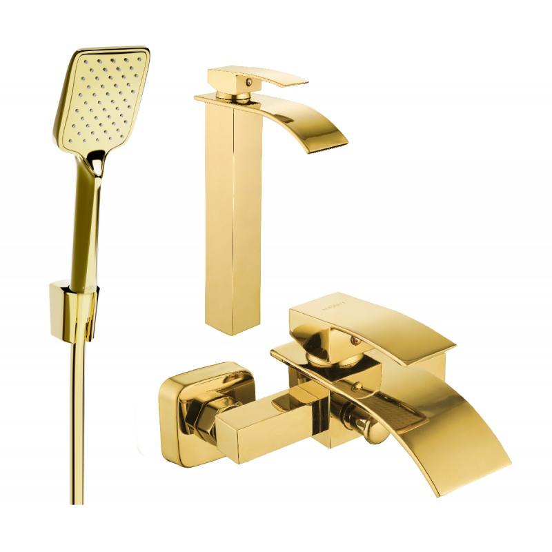 Mexen Aries Conjunto de banheira R62, dourado - 744813R62-50