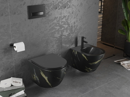 Mexen Lena miska wc Rimless z deską wolnoopadającą slim, duroplast, czarna kamień - 30224098
