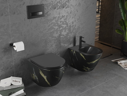 Mexen Lena WC-Schüssel Rimless mit softclose Slim-Sitz, Duroplast, schwarzer Stein - 30224098