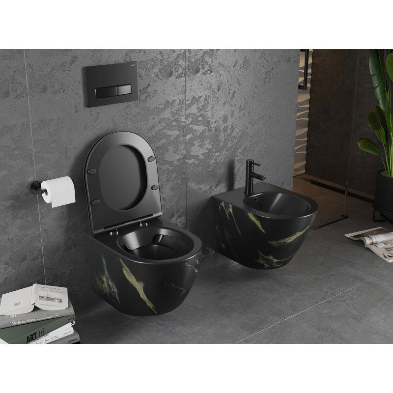 Mexen Lena Rimless WC podsēžamais ar lēni krītošu plāksni slim, duroplast, melns akmens - 30224098