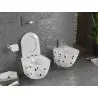 Mexen Lena cuvette WC sans bride avec abattant slim à descente progressive, duroplast, pierre blanche terrazzo - 30224096
