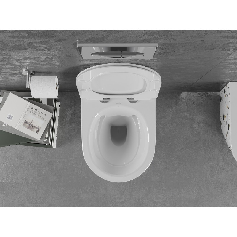 Mexen Lena ääreteta veljes WC-pott Laskuva õhuke kaas, duroplast, valge terrazzo kivi - 30224096