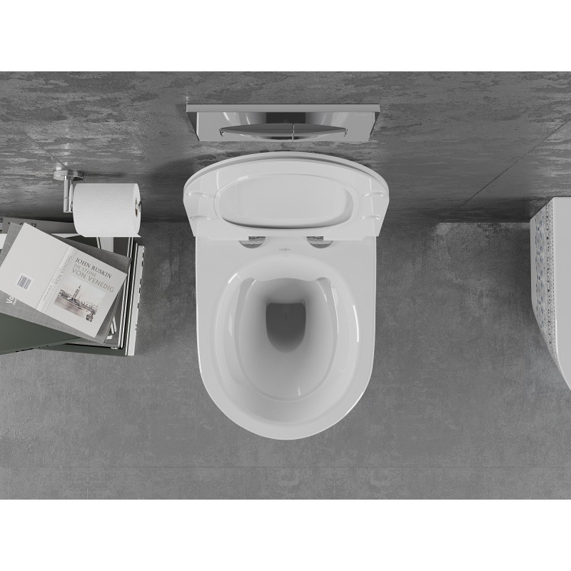 Mexen Lena Rimless WC-kauss aeglaselt sulguva slim duroplastist valge/must muster - 30224095