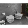 Mexen Lena Rimless WC-kauss aeglaselt sulguva slim duroplastist valge/must muster - 30224095