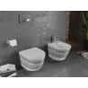 Mexen Lena WC-Schüssel Rimless mit absenkbarer Slim-Toilette, Duroplast, weiß/schwarz Muster - 30224095