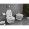 Mexen Lena Rimless WC-kauss aeglaselt sulguva slim duroplastist valge/must muster - 30224095