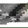 Mexen Lena rimloze wc-pot met slim, langzaam dalende duroplast zitting, wit/zwart patroon - 30224095