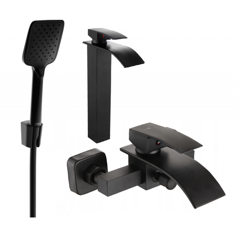 Mexen Aries R62 Buedzëmmer Set, schwaarz - 744813R62-70