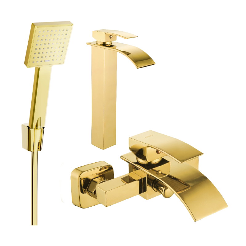 Mexen Aries R45 bathtub set, gold - 744813R45-50