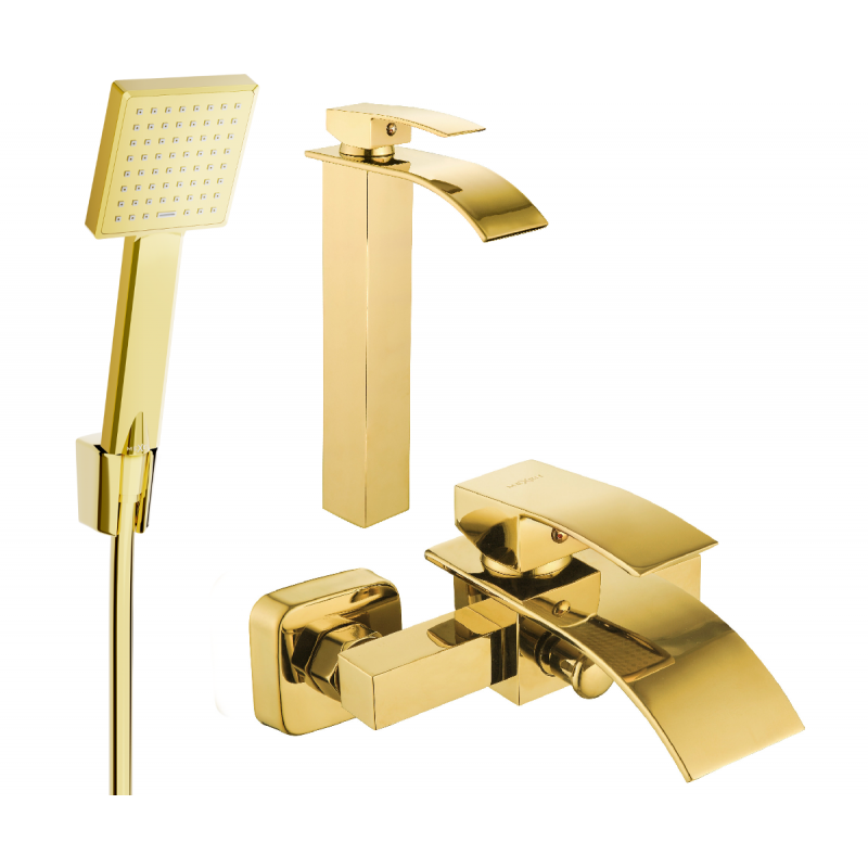 Mexen Aries R45 conjunto de bañera, dorado - 744813R45-50