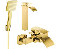 Mexen Aries R45 bathtub set, gold - 744813R45-50