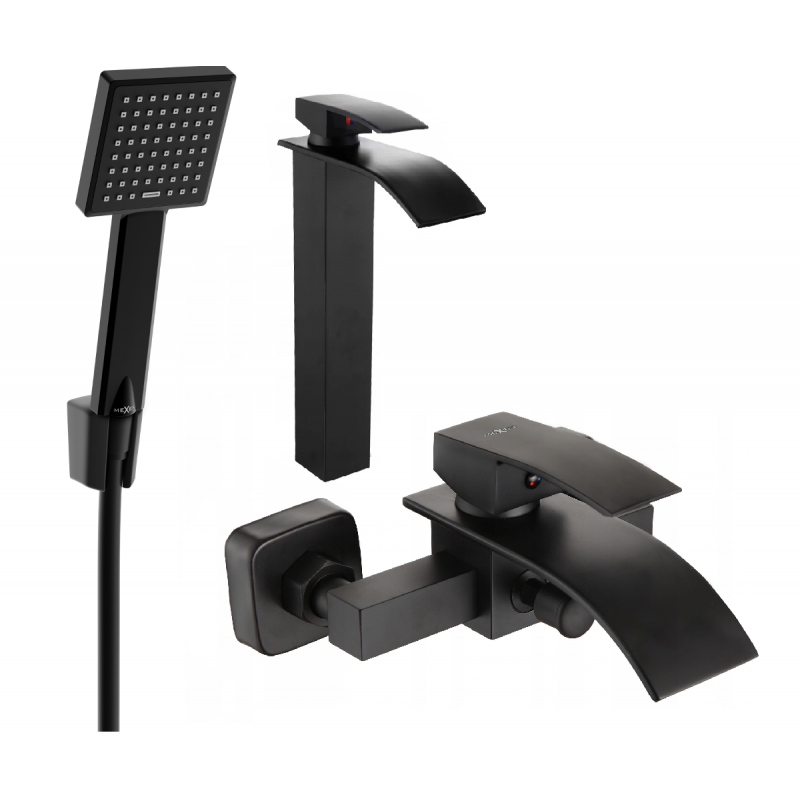 Mexen Aries R45 badkarsset, svart - 744813R45-70