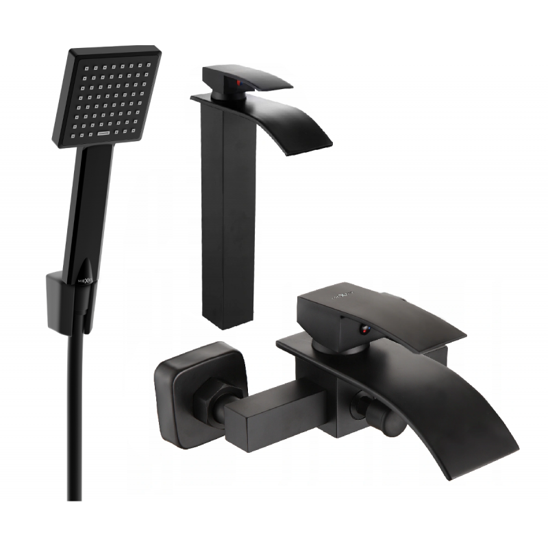 Mexen Aries R45 conjunto de baño, negro - 744813R45-70