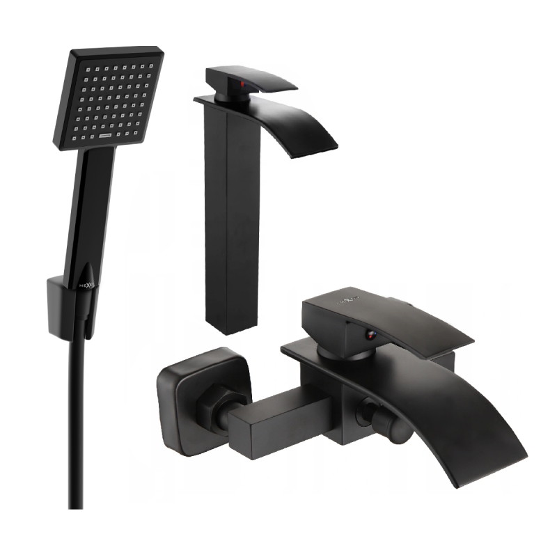 Mexen Aries R45 set za kadu, crni - 744813R45-70