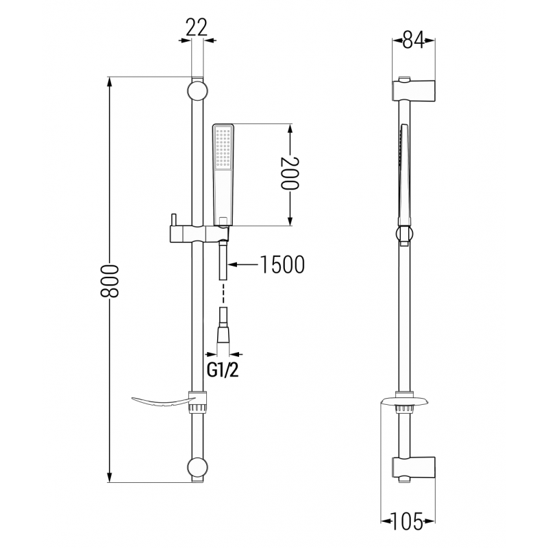 Mexen Axel DF72 zestaw wannowy, czarny - 73803DF72-70