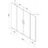 Mexen Velar Duo paravent de baignoire 2 volets coulissants 190 x 150 cm, transparent, or brossé - 896-190-000-02-55