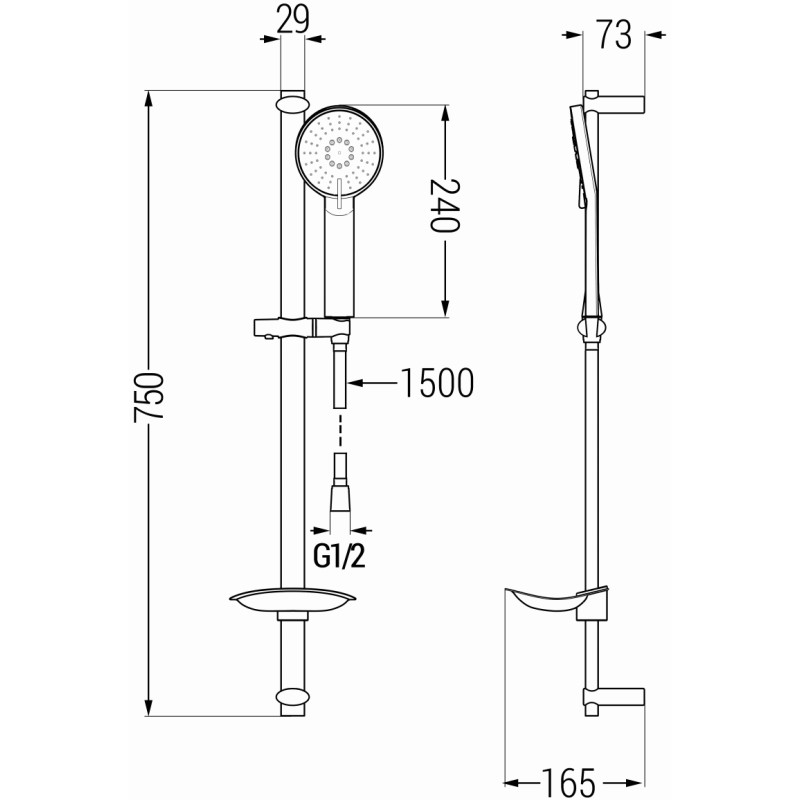 Mexen Axel DB40 vannikomplekt, kroom - 73803DB40-00