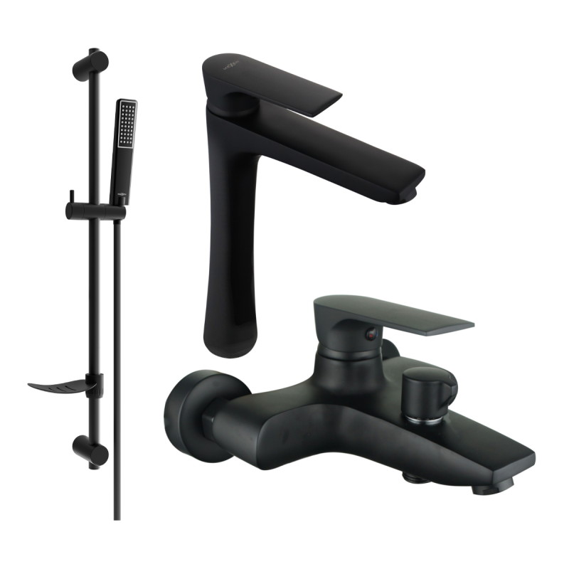 Mexen Axel DF72 bathtub set, black - 73813DF72-70