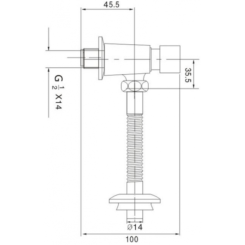 Mexen βαλβίδα έκπλυσης για ουρητήρα, χρώμιο - 371500