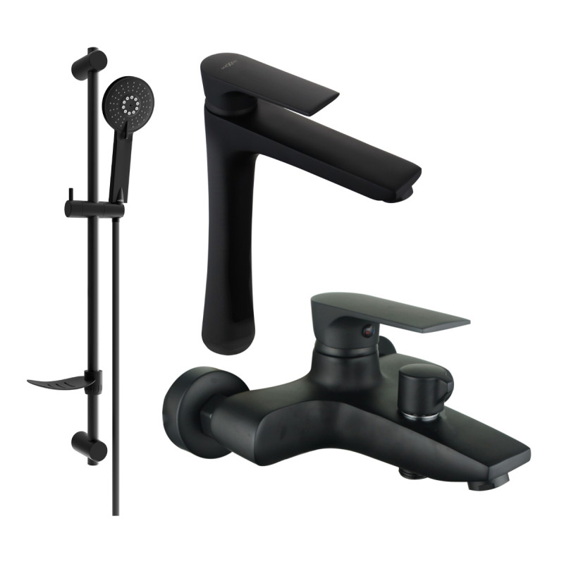 Mexen Axel DF40 bathtub set, black - 73813DF40-70