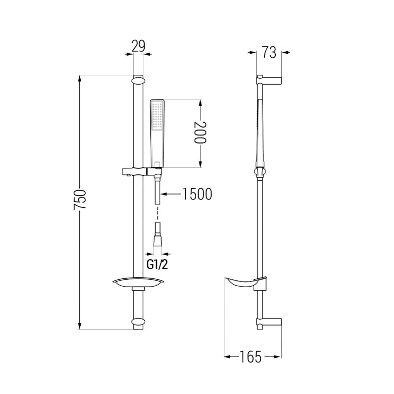 Mexen Axel DB72 conjunto de bañera, cromo - 73813DB72-00