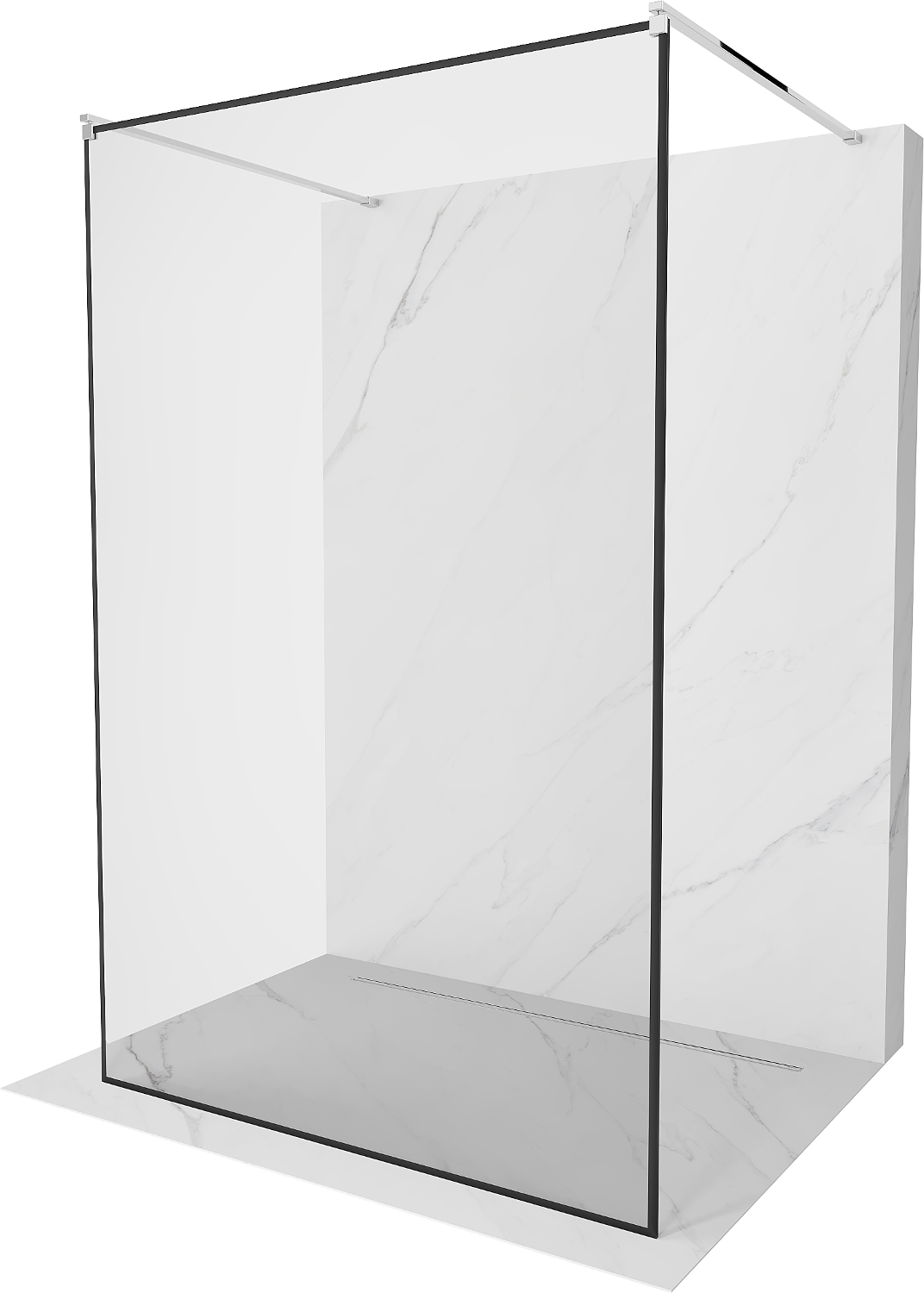 Mexen Kioto ścianka prysznicowa wolnostojąca 160 x 200 cm, czarny wzór 8 mm, chrom - 800-160-002-01-70