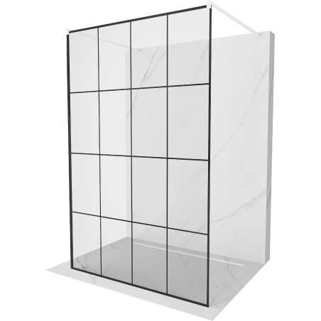 Mexen Kioto paroi de douche autoportante 150 x 200 cm, grille noire 8 mm, blanche - 800-150-002-20-77