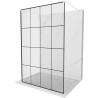 Mexen Kioto vrijstaande douchewand 150 x 200 cm, zwart raster 8 mm, wit - 800-150-002-20-77