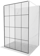 Mexen Kioto vrijstaande douchewand 150 x 200 cm, zwart raster 8 mm, wit - 800-150-002-20-77