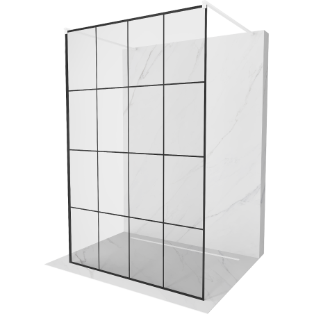 Mexen Kioto ścianka prysznicowa wolnostojąca 160 x 200 cm, czarny wzór 8 mm, biała - 800-160-002-20-77