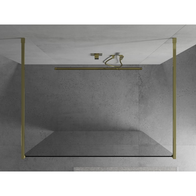 Mexen Kioto Samostojeći tuš zid 125 x 200 cm, proziran 8 mm, zlatni - 800-125-002-50-00