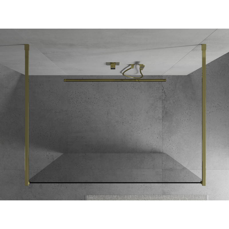 Mexen Kioto ścianka prysznicowa wolnostojąca 125 x 200 cm, transparent 8 mm, złota - 800-125-002-50-00