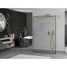 Mexen Kioto freestanding shower wall 160 x 200 cm, black frame 8 mm, gold - 800-160-002-50-70