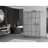 Mexen Kioto freestanding shower panel 150 x 200 cm, black grid 8 mm, pink gold - 800-150-002-60-77