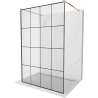 Mexen Kioto freestanding shower panel 150 x 200 cm, black grid 8 mm, pink gold - 800-150-002-60-77