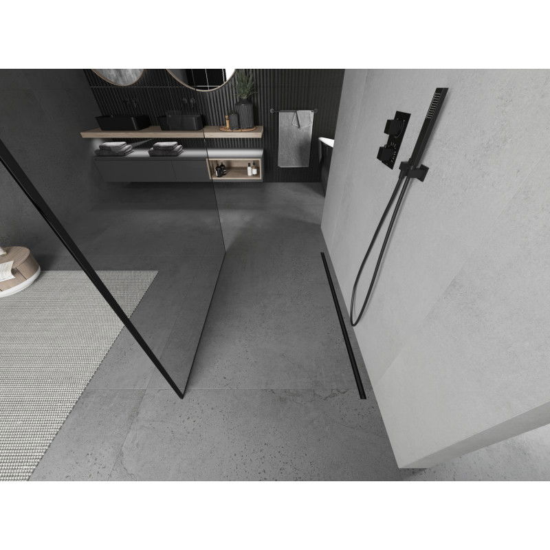 Mexen Kioto vrijstaande douchewand 150 x 200 cm, zwart frame 8 mm, zwart - 800-150-002-70-70