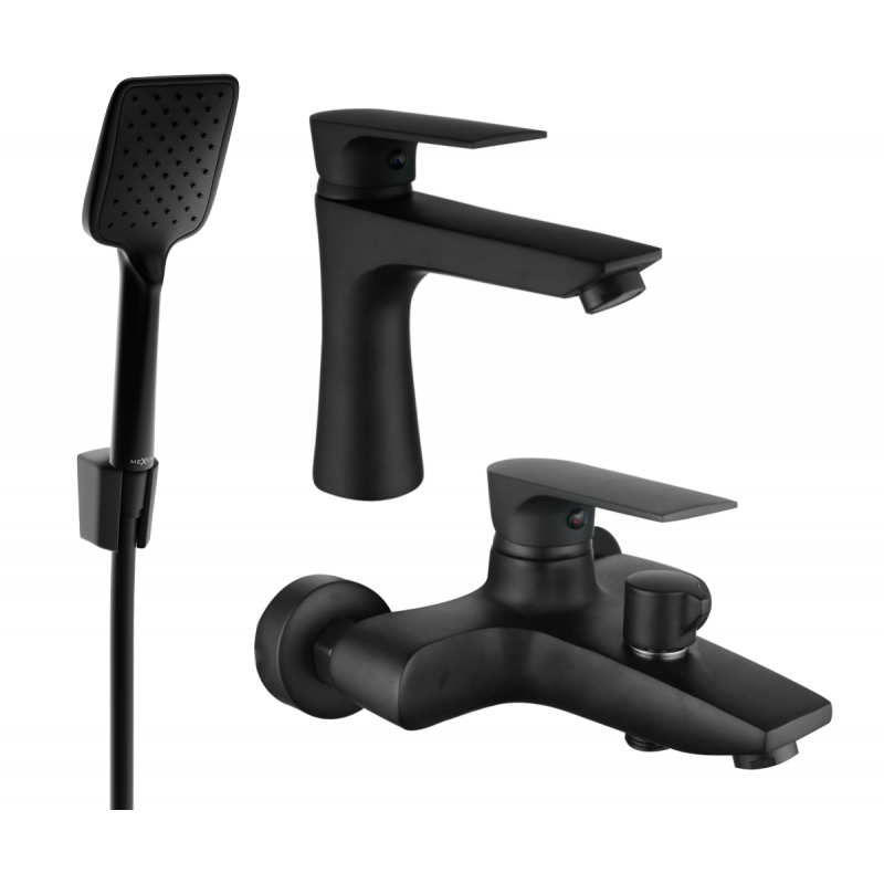 Mexen Axel R62 Badewannen-Set, schwarz - 73803R62-70