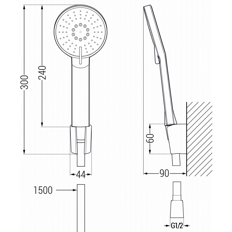 Mexen Axel R40 Badewannenset, schwarz - 73803R40-70