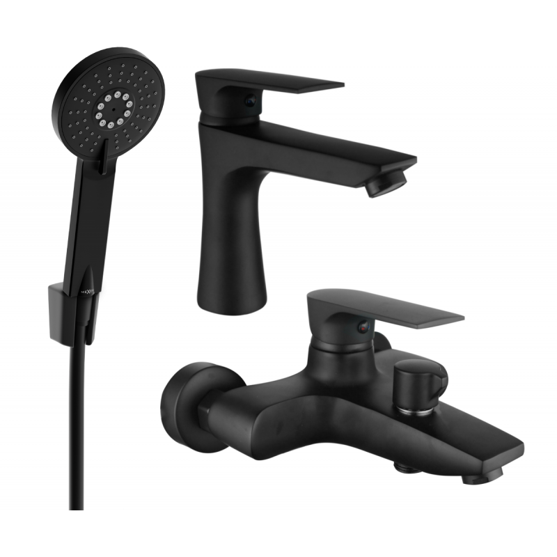 Mexen Axel R40 badkar set, svart - 73803R40-70