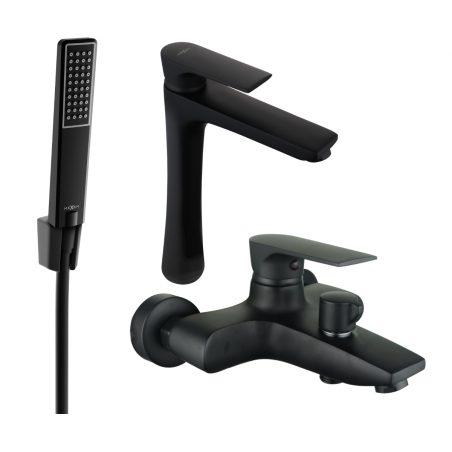Mexen Axel R72 Badewannenset, schwarz - 73813R72-70