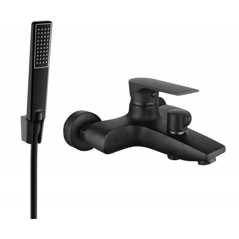 Mexen Axel R72 batería de bañera con conjunto de ducha, negra - 7383R72-70