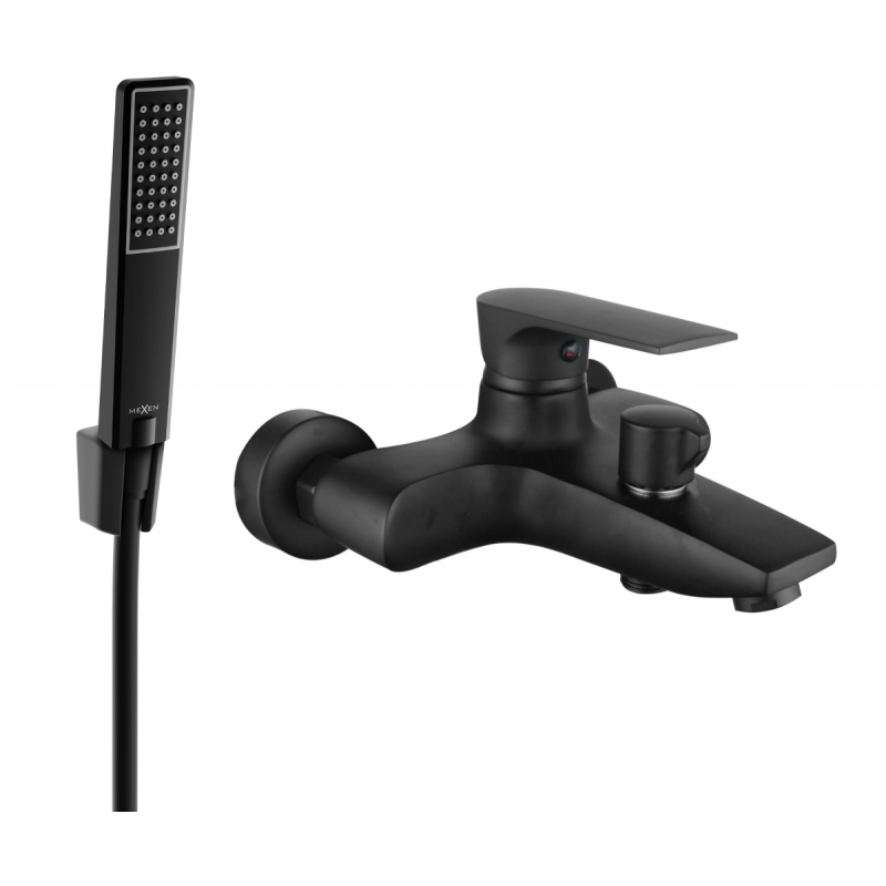 Mexen Axel R72 torneira de banheira com conjunto de chuveiro, preta - 7383R72-70