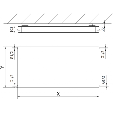 Mexen CHF20 Hygiene Flat paneelradiaator 500 x 500 mm, külgühendus, 431 W, antratsiit - W420HF-050-050-66