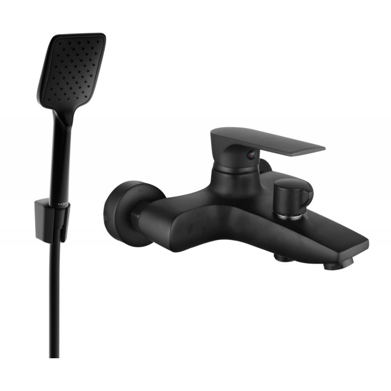 Mexen Axel R62 badkarsblandare med duschset, svart - 7383R62-70