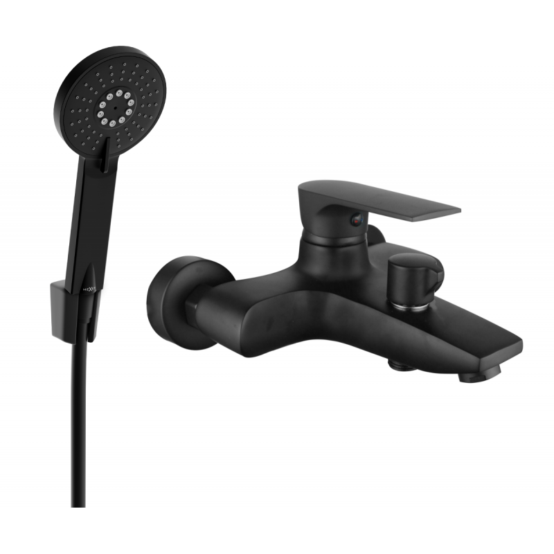 Mexen Axel R40 Badewannenbatterie mit Duschset, schwarz - 7383R40-70