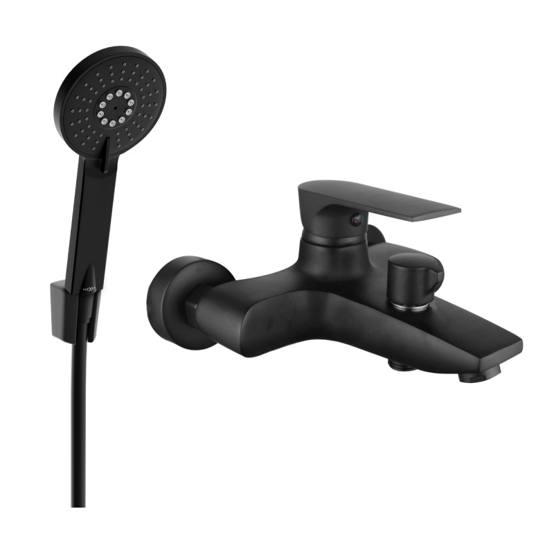 Mexen Axel R40 bath faucet with shower set, black - 7383R40-70