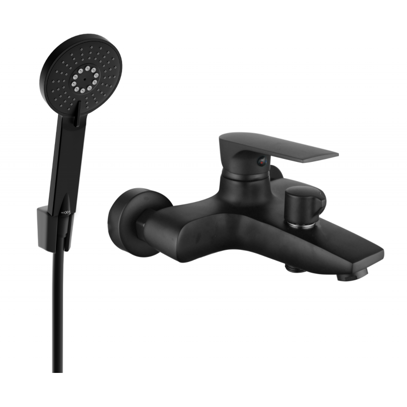 Mexen Axel R40 Wannarmatur mit Duschset, schwarz - 7383R40-70