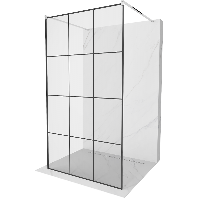 Mexen Kioto Freestanding Shower Screen 100 x 200 cm, Black Grid 8 mm, Chrome - 800-100-002-01-77